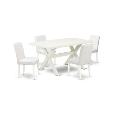East West Furniture X026ab264-5 5-piece Fashionable Kitchen Table Set An Outstanding Linen White Rectangular Table Top A