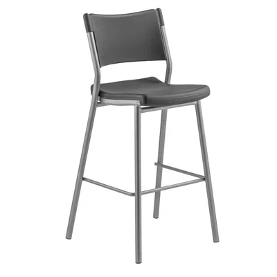 National Public Seating Nps Café Time Stool, Charcoal Slate Top & Silver Frame