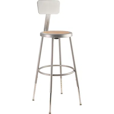 National Public Seating Nps 25"-33" Height Adjustable Heavy Duty Steel Stool With Backrest, Grey