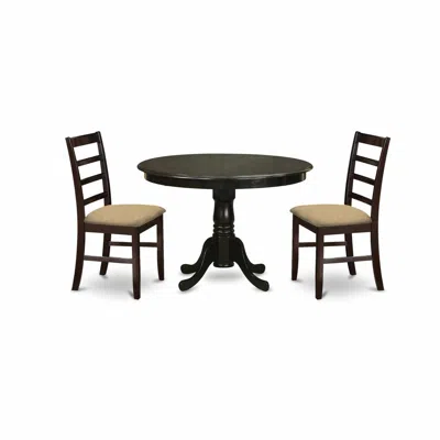 East West Furniture Hlan3-cap-c 3 Pc Kitchen Nook Dining Set-round Kitchen Table And 2 Slatted Back Kitchen Chairs.