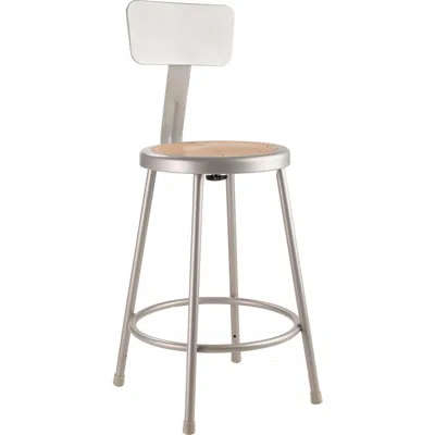 National Public Seating Nps 24"heavy Duty Steel Stool With Backrest, Grey