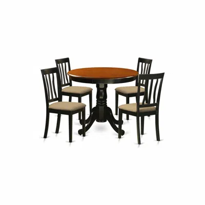 East West Furniture Anti5-blk-c 5 Pc Kitchen Table Set-small Kitchen Table And 4 Kitchen Dining Chairs