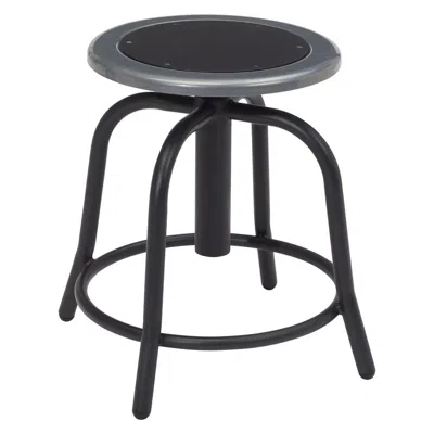 National Public Seating Nps 18" - 24" Height Adjustable Swivel Stool, Black Seat And Black Frame
