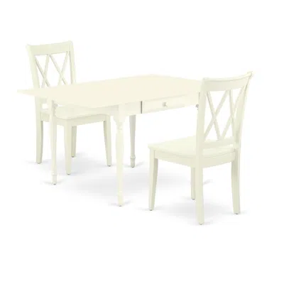 East West Furniture Dining Room Set Linen White, Mzcl3-lwh-w