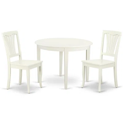 East West Furniture Dining Room Set Linen White, Boav3-lwh-w