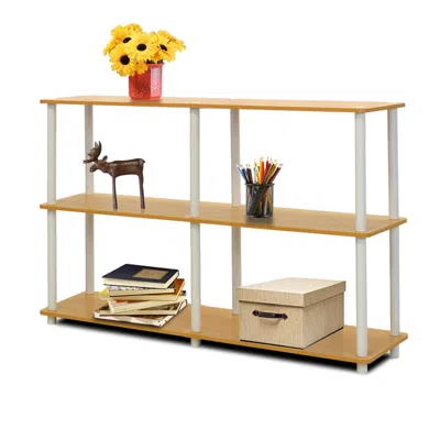 Furinno Turn-n-tube 3-tier Double Size Storage Display Rack, Beech/white