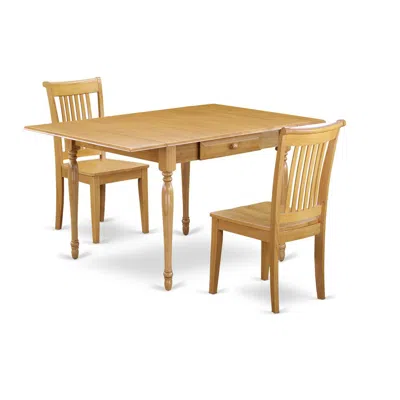 East West Furniture Dining Room Set Oak, Mzpo3-oak-w