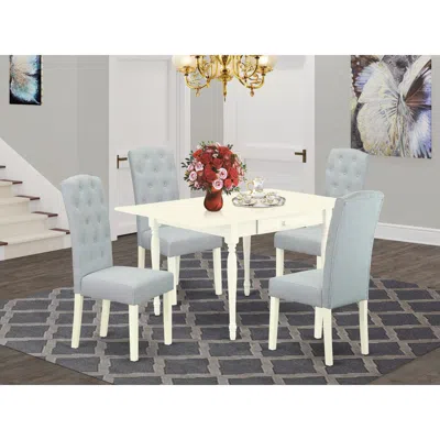 East West Furniture 1mzce5-lwh-15 5pc Dinette Sets For Small Spaces Includes A Small Kitchen Table And 4 Parson Chairs W