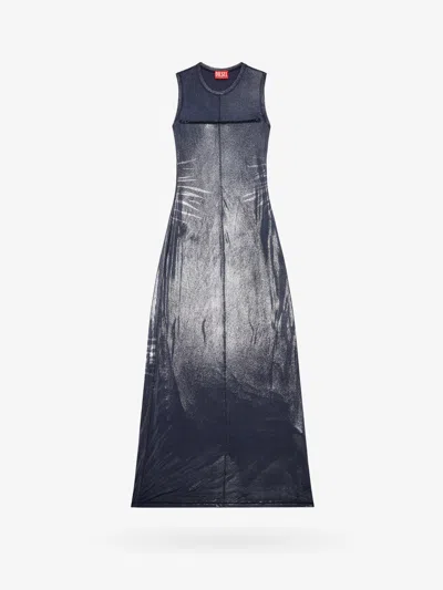 Diesel Stretch Jersey Dress With Metallized Effect In Grey