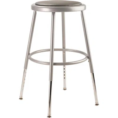 National Public Seating Nps 25"-33" Height Adjustable Heavy Duty Vinyl Padded Steel Stool, Grey