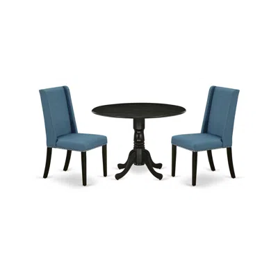 East West Furniture Dining Room Set Black, Dlfl3-blk-21