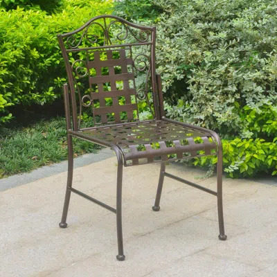 International Caravan Mandalay Iron Patio Set Of 2 Bistro Chairs
