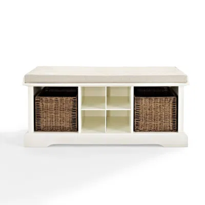 Crosley Furniture Brennan Storage Bench White/tan - Bench, 2 Wicker Basekets