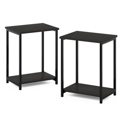 Furinno Simplistic Industrial Metal Frame End Table, 2-pack, Espresso