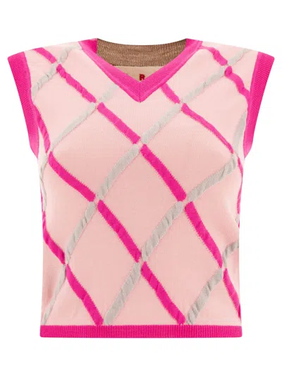 Shop Marni Waistcoat With Diamond Pattern Knitwear In Pink