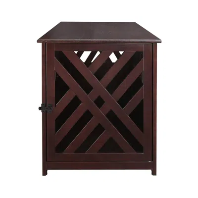 Casual Home Modern Lattice Wooden Pet Crate End Table - Espresso