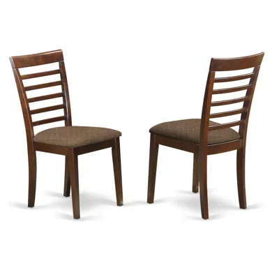 East West Furniture Mlc-mah-c Milan Kitchen Chair With Linen Upholstery Seat - Mahogany Finish