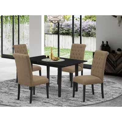 East West Furniture Dining Table- Dining Chairs, Nobr5-blk-17