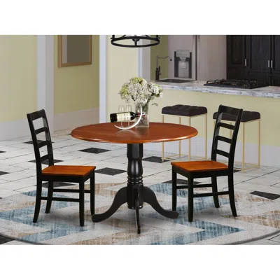 East West Furniture 3 Pc Kitchen Table Set-dining Table And 2 Wooden Kitchen Chairs