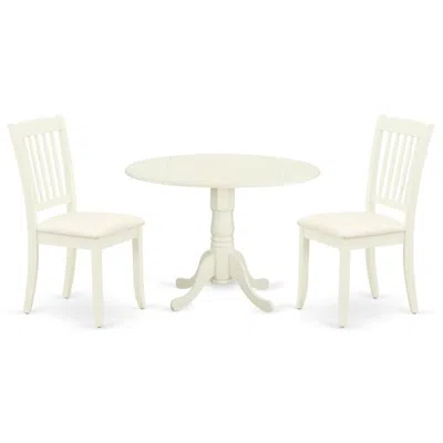 East West Furniture Dining Room Set Linen White, Dlda3-whi-c
