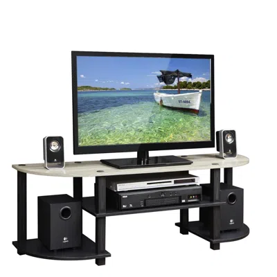Furinno Turn-s-tube Wide Tv Entertainment Center, Oak Grey/black