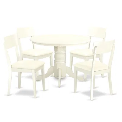 East West Furniture Dining Room Set Linen White, Shad5-lwh-lc