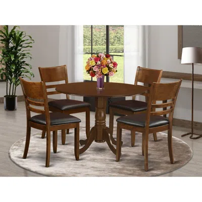 East West Furniture 5 Pcs Dinner Table With 2drop-leaf And 4 Leather Kitchen Chairs