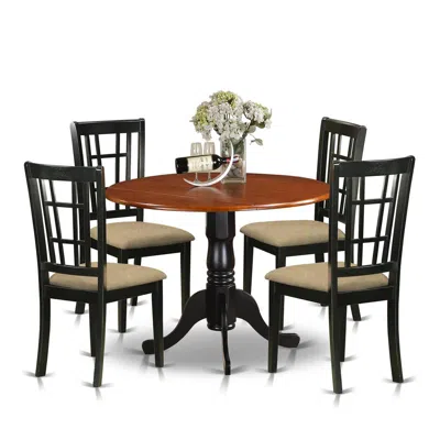 East West Furniture Dlni5-bch-c 5 Pc Kitchen Table Set-dining Table And 4 Wood Kitchen Chairs
