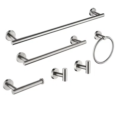 Hivvago 6 Piece Stainless Steel Bathroom Towel Rack Set Wall Mount - Brushed Nickel