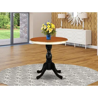 East West Furniture Eden 30" Round Kitchen Table For Small Space - Buttermilk Top & Black Pedestal