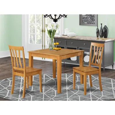 East West Furniture 3 Pc Small Kitchen Table And Chairs Set -square Kitchen Table And 2 Dining Chairs
