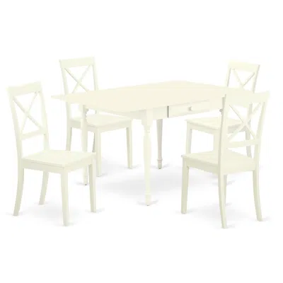 East West Furniture Dining Room Set Linen White, Mzbo5-lwh-w