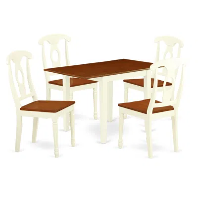 East West Furniture Dining Room Set Buttermilk & Cherry, Ndke5-whi-w