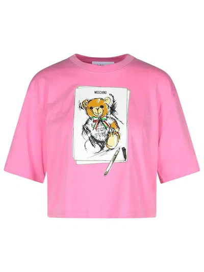 Shop Moschino Pink Cotton T Shirt