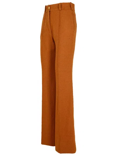 Patou Brown Wool Blend Flare Pants In Brown