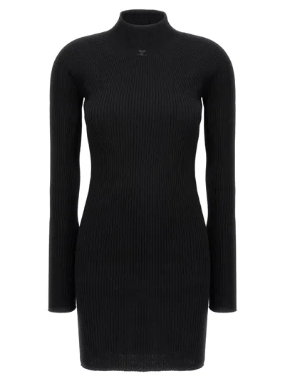 Shop Courrèges Courreges 'solar Light Rib' Dress In Black