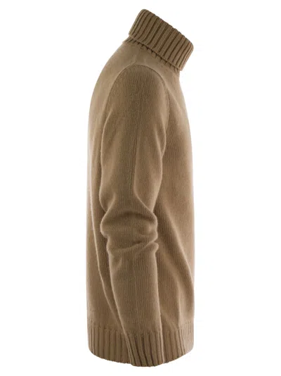 Fedeli Wool And Cashmere Turtleneck Jumper In Camel