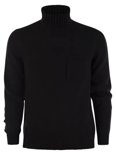 Fedeli Wool And Cashmere Turtleneck Jumper In Night Blue