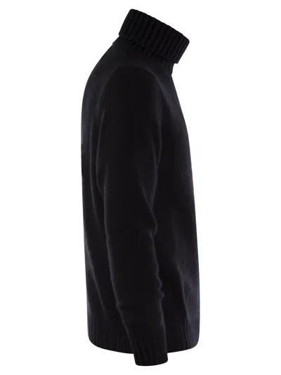 Fedeli Wool And Cashmere Turtleneck Jumper In Night Blue