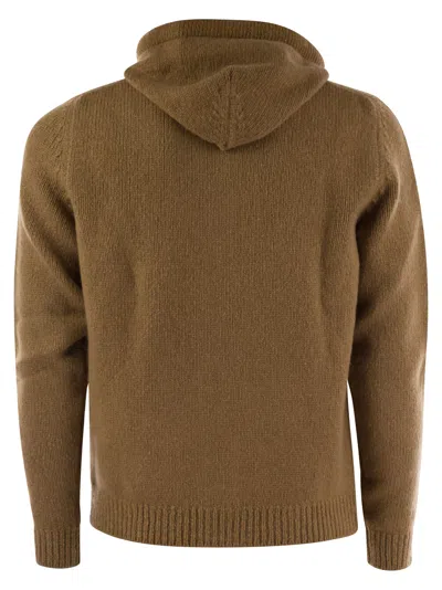 Shop Fedeli Pure Cashmere Hooded Cardigan In Brown