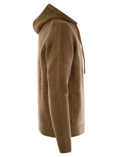 Fedeli Pure Cashmere Hooded Cardigan In Brown