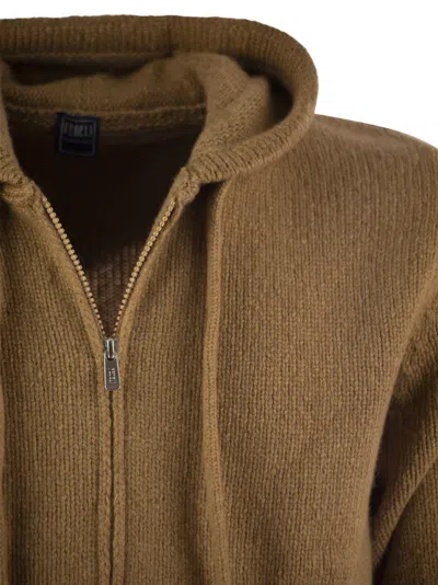 Fedeli Pure Cashmere Hooded Cardigan In Brown