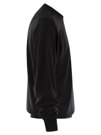 Fedeli Crew-neck Sweater In Virgin Wool In Black