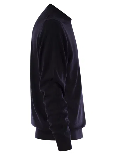 Fedeli Cotton Crew Neck Sweater In Blue