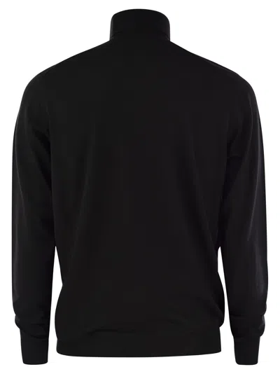 Fedeli Turtleneck Sweater In Virgin Wool In Black