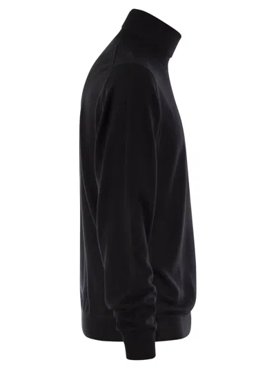 Fedeli Turtleneck Sweater In Virgin Wool In Black