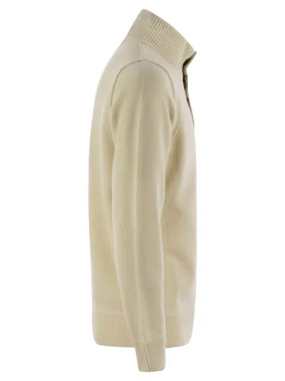 Shop Stone Island Buttoned Turtleneck Jumper In Natural