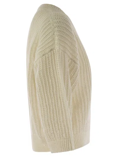 Peserico Women Tricot Sweater With Micropaillettes In White