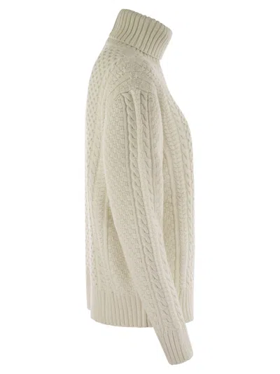 Fabiana Filippi Women's Turtleneck Jumper With Special Workmanship Sweater In White