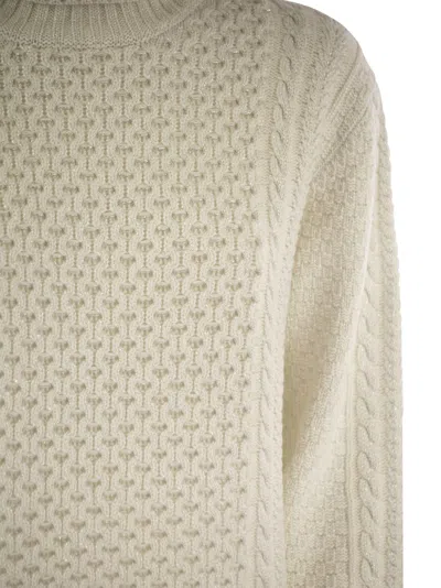 Fabiana Filippi Women's Turtleneck Jumper With Special Workmanship Sweater In White